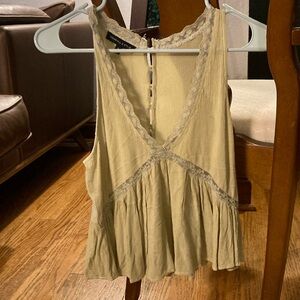 Kendall & Kylie lacy sleeveless blouse with button-down back, hand-dyed green